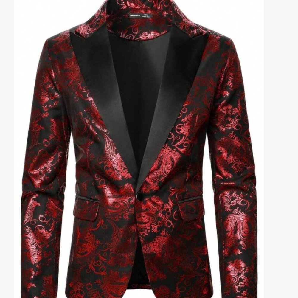 Red Paisley Print Blazer